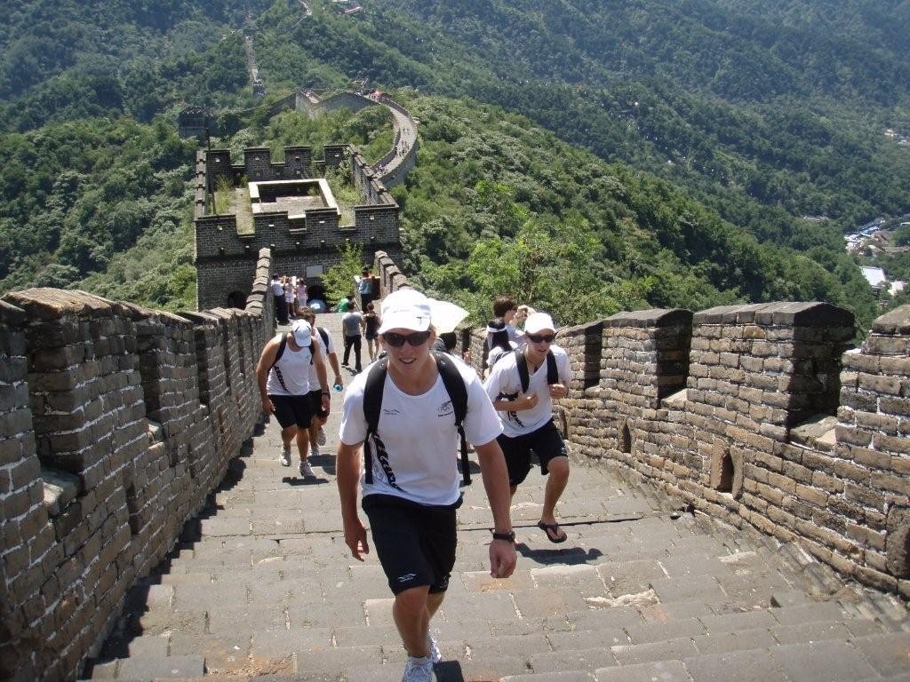 The NZ 470 crew check out the Great Wall of China © Burling Media